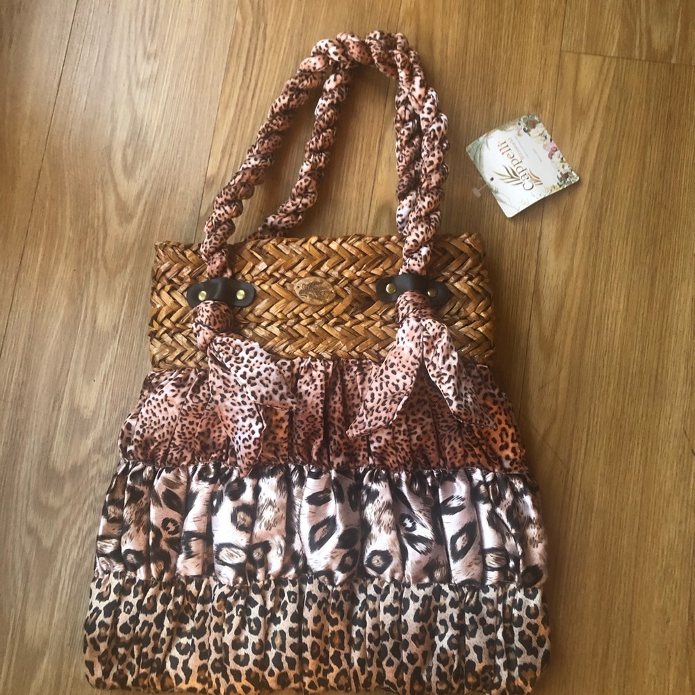 Cappelli Straworld Purse Animal print fabric NWT